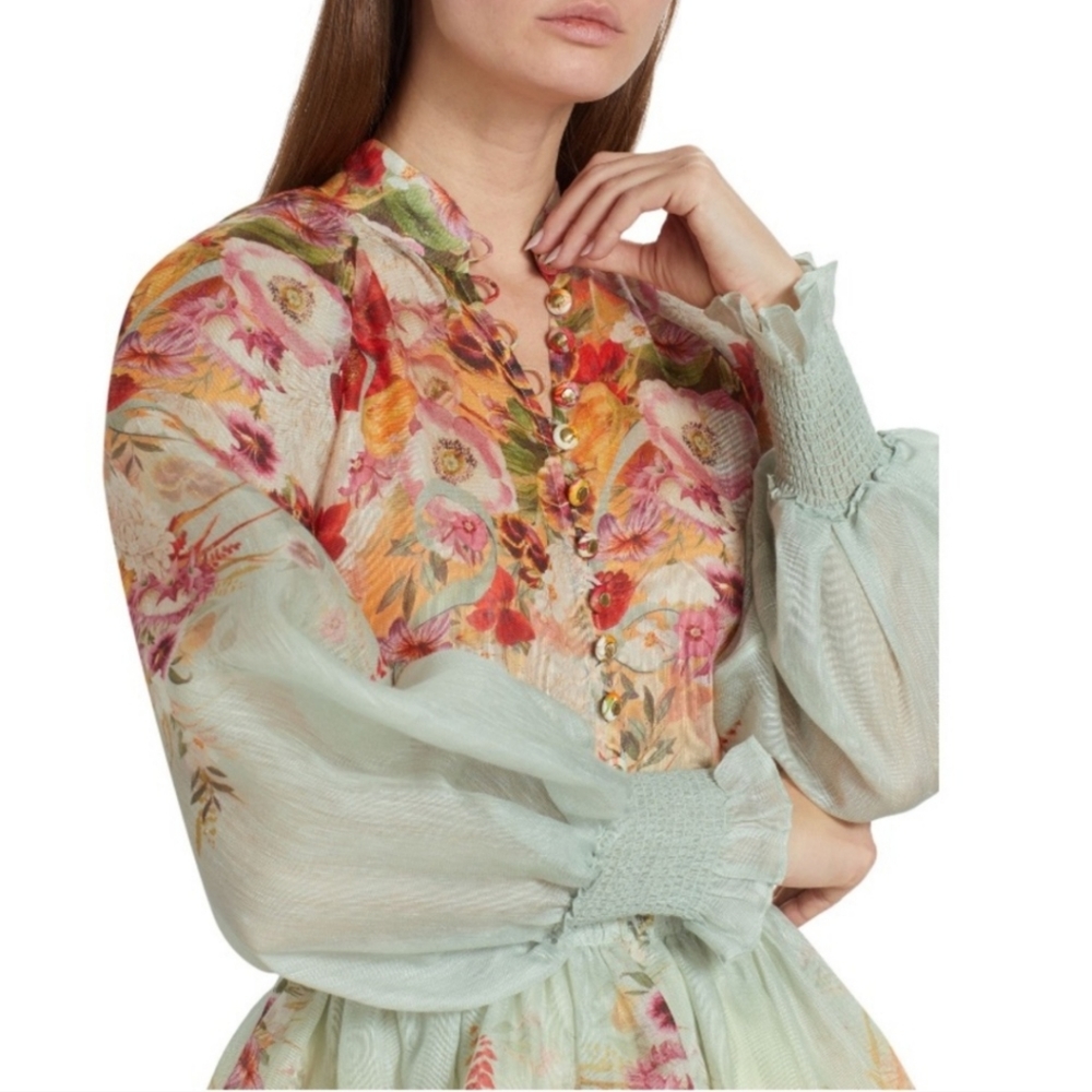 zimmermann wonderland linen and silk blouse
